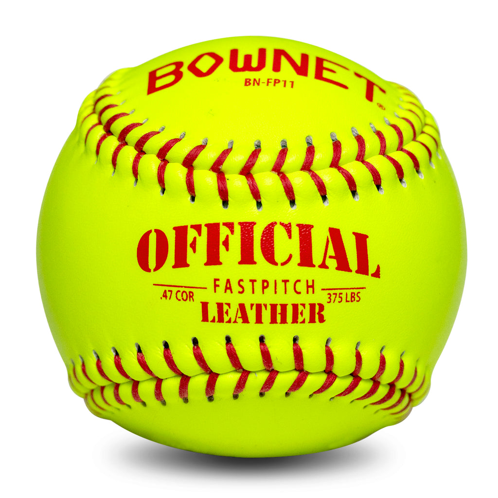 Practice Softballs OMYOPY Official Size & Weight - 12 Inch Optic Yellow Leather Covered Fastpitch Balls (12 Pack) OMYOPY Official Size Optic Yellow Leather Softballs 12 Pack